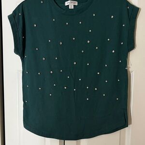 Wildfox Teal Studded Short Sleeve Top